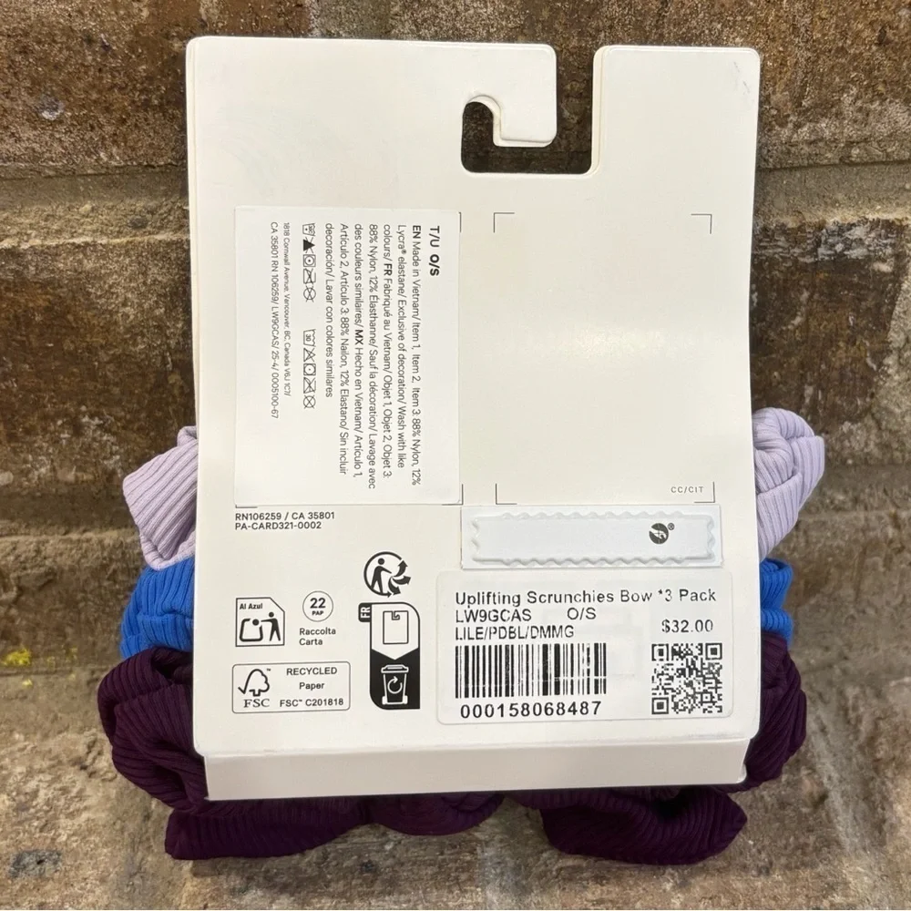 NWT Lululemon Uplifting Scrunchies *Bow 3 Pack